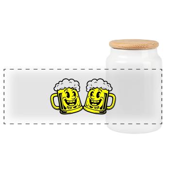 Beer Funny Beer Mug Comic - Panoramic Cookie Jar with Wooden Lid - white - Front