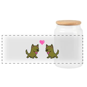Amour comique de chien - Boîte à biscuits avec couvercle en bois - blanc - Devant