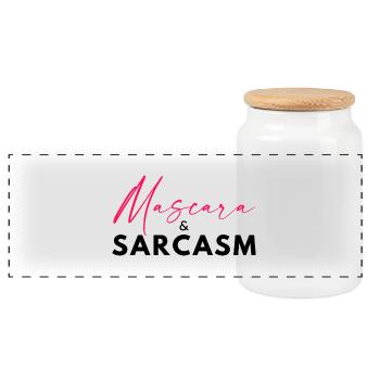 Mascara et sarcasme – Hot Girl Energy Funny Quote -K - Boîte à biscuits avec couvercle en bois - blanc - Devant