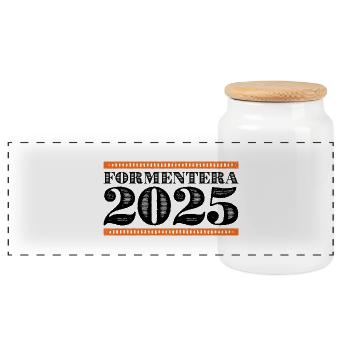Formentera 2025 - Panorama Keksdose mit Holzdeckel - Weiß - Vorne