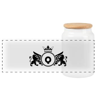 buchstabe Q Wappen - Panorama Keksdose mit Holzdeckel - Weiß - Vorne