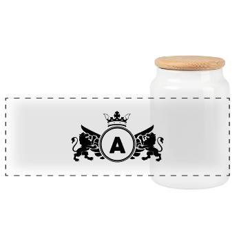 buchstabe A Wappen - Panorama Keksdose mit Holzdeckel - Weiß - Vorne