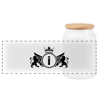 lettre I Armoiries - Boîte à biscuits avec couvercle en bois - blanc - Devant