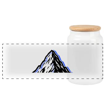 Mountains icon - Panoramic Cookie Jar with Wooden Lid - white - Front