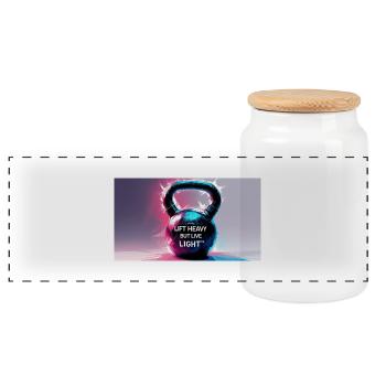 Kettelball avec slogan de motivation - Boîte à biscuits avec couvercle en bois - blanc - Devant