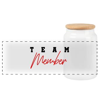 Team Member 01 - Panoramic Cookie Jar with Wooden Lid - white - Front