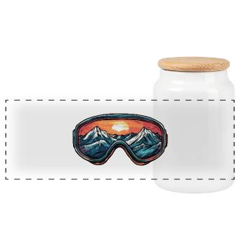 Skibrille Berge Ski - Panorama Keksdose mit Holzdeckel - Weiß - Vorne