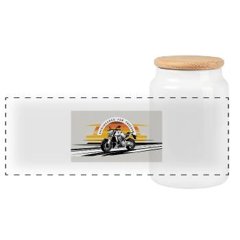 Motorrad Freiheit Sonnenuntergang Design - Panorama Keksdose mit Holzdeckel - Weiß - Vorne