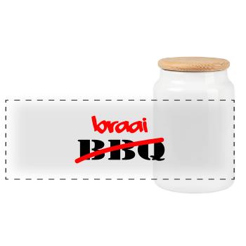 Braai Nicht Grill - Panorama Keksdose mit Holzdeckel - Weiß - Vorne