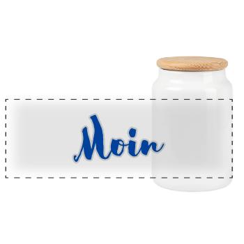 Hello - Panoramic Cookie Jar with Wooden Lid - white - Front