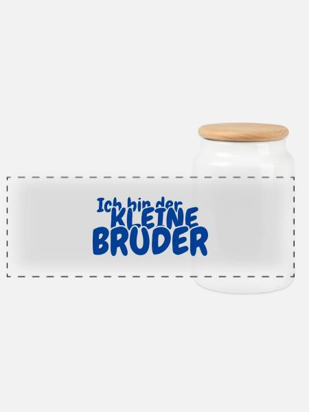 Ich bin der kleine Bruder - Panorama Keksdose mit Holzdeckel - Weiß