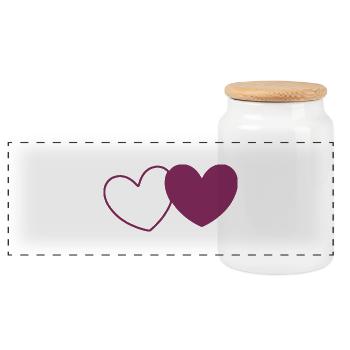 Valentinstag Herz violett - Panorama Keksdose mit Holzdeckel - Weiß - Vorne