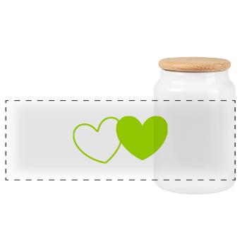 grünes Herz grün Geschenk Valentinstag - Panorama Keksdose mit Holzdeckel - Weiß - Vorne