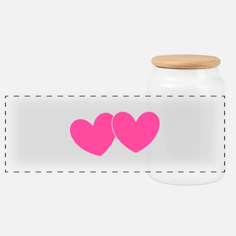 Herz rosa Herz pink Geschenk Valentinstag - Panorama Keksdose mit Holzdeckel - Weiß