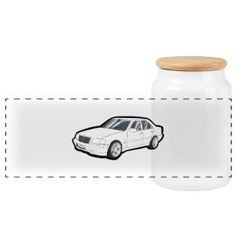Weiße Luxuslimousine Vektor-Print - Panorama Keksdose mit Holzdeckel - Weiß - Vorne