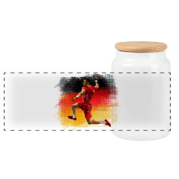 Handball - Panoramic Cookie Jar with Wooden Lid - white - Front