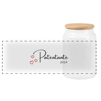 Patentante 2024 - Panorama Keksdose mit Holzdeckel - Weiß - Vorne