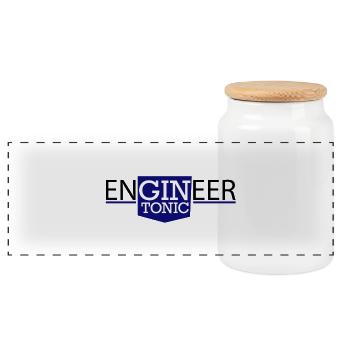 Engineer - Panoramic Cookie Jar with Wooden Lid - white - Front