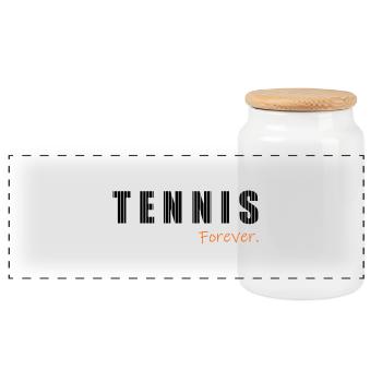 TENNIS. SPORT. - Panoramic Cookie Jar with Wooden Lid - white - Front