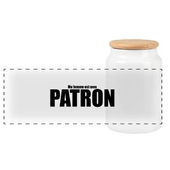 Ma femme est mon patron ! - Boîte à biscuits avec couvercle en bois - blanc - Devant