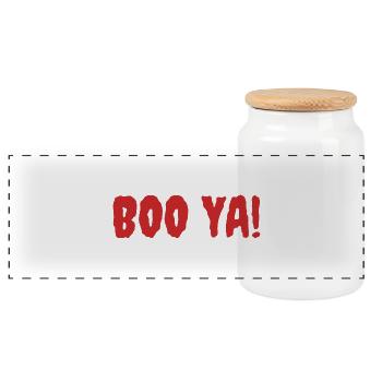 Vibrant Halloween Boo Yell Illustration - Panoramic Cookie Jar with Wooden Lid - white - Front