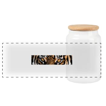 Eye of the tiger - Panorama Keksdose mit Holzdeckel - Weiß - Vorne