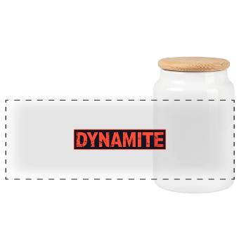 Dynamite Red Grunge Poster - Panoramic Cookie Jar with Wooden Lid - white - Front