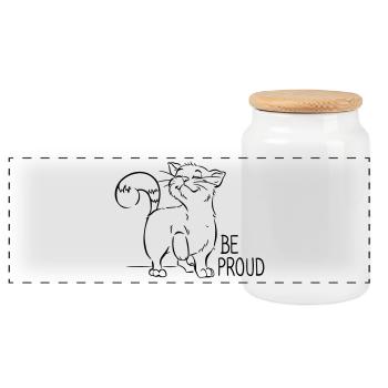 Cat Lower Austria Pride BE PROUD - Boîte à biscuits avec couvercle en bois - blanc - Devant