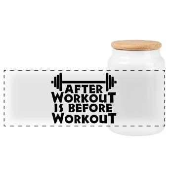 After Workout is before - Boîte à biscuits avec couvercle en bois - blanc - Devant