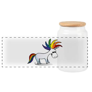 Punk Unicorn - Panoramic Cookie Jar with Wooden Lid - white - Front