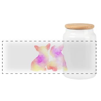 French Bulldog - Panorama Keksdose mit Holzdeckel - Weiß - Vorne