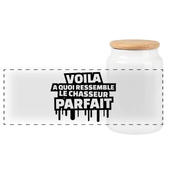 Voilà à quoi ressemble le chasseur parfait - Boîte à biscuits avec couvercle en bois - blanc - Devant