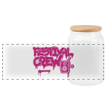 Festival crew Graffitti Musik Open air Sommer - Panoramic Cookie Jar with Wooden Lid - white - Front