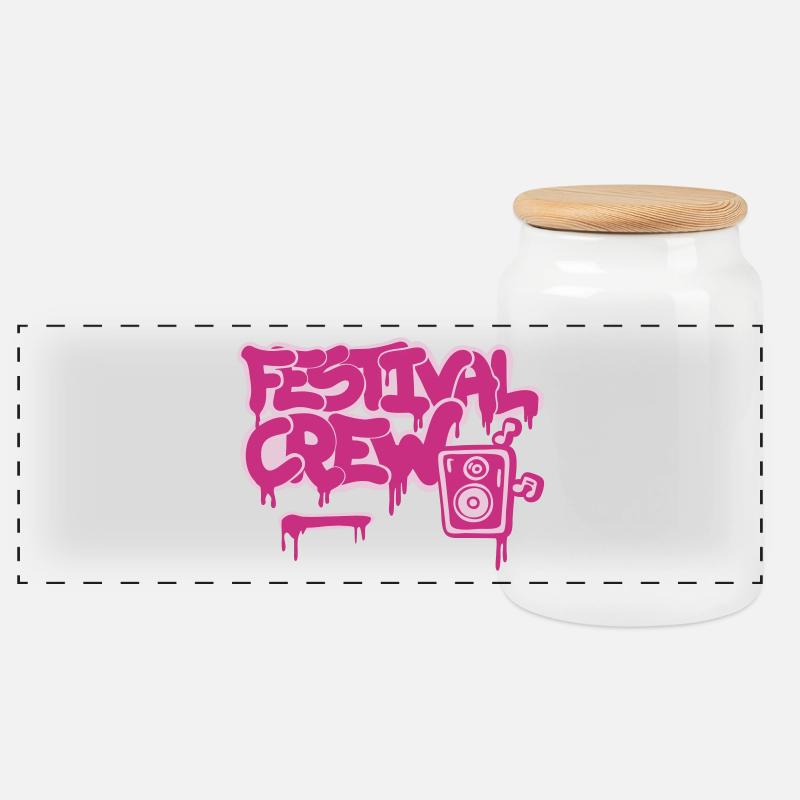 Festival crew Graffitti Musik Open air Sommer - Panoramic Cookie Jar with Wooden Lid - white