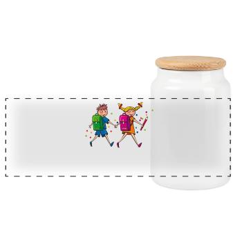 Schule ich komme, Einschulung - Panorama Keksdose mit Holzdeckel - Weiß - Vorne
