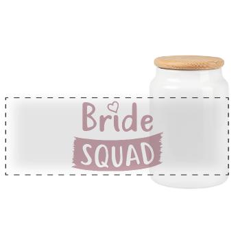 Bachelorette Party - BRIDE SQUAD - Panoramic Cookie Jar with Wooden Lid - white - Front