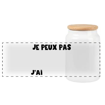 je peux pas j'ai ajoute tes mots - Boîte à biscuits avec couvercle en bois - blanc - Devant