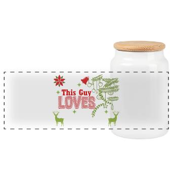 Weihnachten Guy Love Christmas Xmas Geschenk - Panorama Keksdose mit Holzdeckel - Weiß - Vorne
