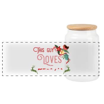 Weihnachten Guy Love Christmas Xmas Geschenk - Panorama Keksdose mit Holzdeckel - Weiß - Vorne