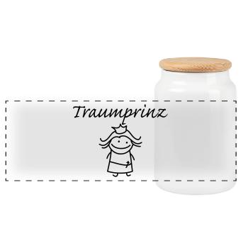 Traumprinz - Panorama Keksdose mit Holzdeckel - Weiß - Vorne