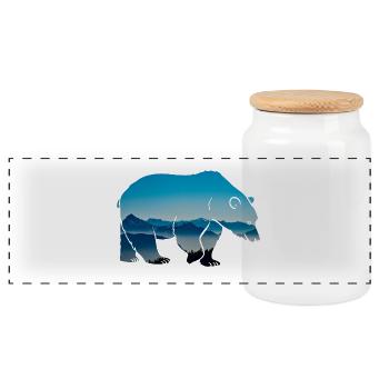 Forest dwellers Forester bear forest nature animal wilderness - Panoramic Cookie Jar with Wooden Lid - white - Front