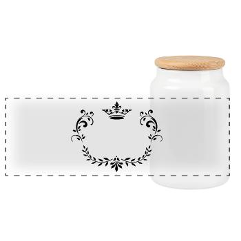 Couronne - Boîte à biscuits avec couvercle en bois - blanc - Devant