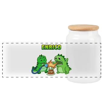 Enrico cadeau d'anniversaire - Boîte à biscuits avec couvercle en bois - blanc - Devant