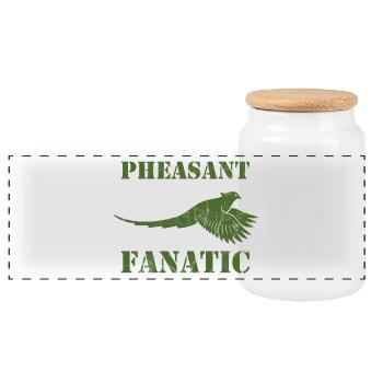 Hunting, Hunter, Halali, Gift, Shirt, Pheasant - Panoramic Cookie Jar with Wooden Lid - white - Front