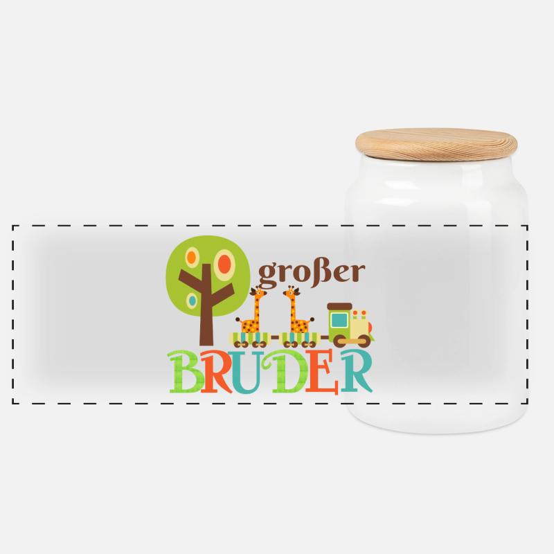 großer Bruder Giraffe - Panorama Keksdose mit Holzdeckel - Weiß
