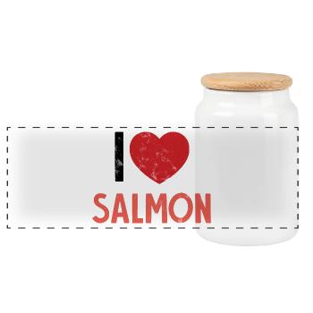 Angler - Angelsport - Lachs - Geschenk - Panorama Keksdose mit Holzdeckel - Weiß - Vorne