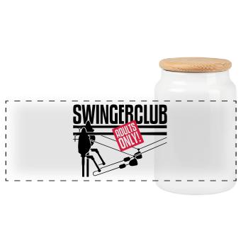 SWINGERS CLUB - Panoramic Cookie Jar with Wooden Lid - white - Front