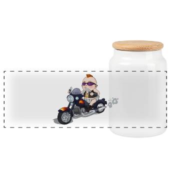 Baby Rider - Panorama Keksdose mit Holzdeckel - Weiß - Vorne