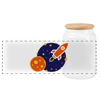 rocket - Panoramic Cookie Jar with Wooden Lid - white - Front
