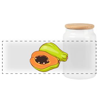 Papaya Melonenbaum Papayabaum - Panorama Keksdose mit Holzdeckel - Weiß - Vorne